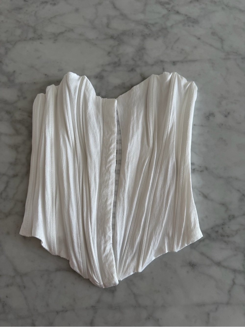 White Strapless Pleated Corset Top